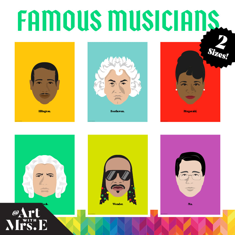 WALLPAPER AND THE ARTIST 壁紙とアーティスト（英語版） Famous Musicians Posters | Digital Downloads – Art With Mrs. E
