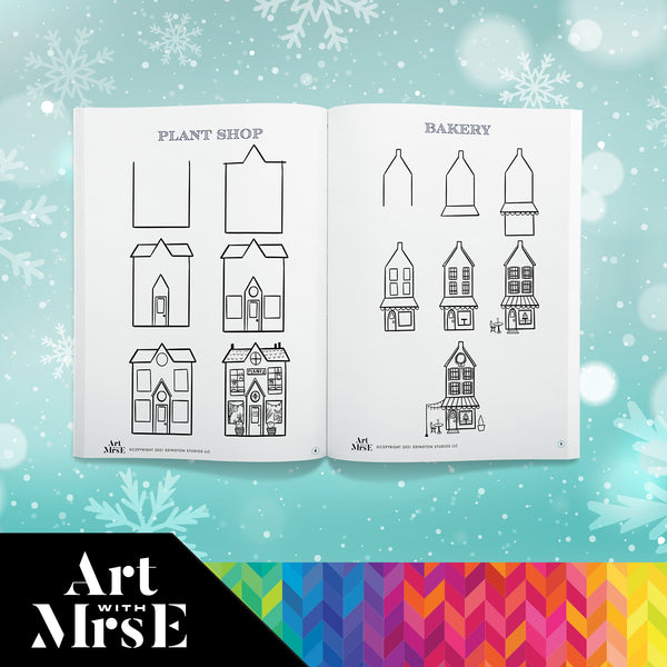 Winter Village Drawing Guide | Digital Download