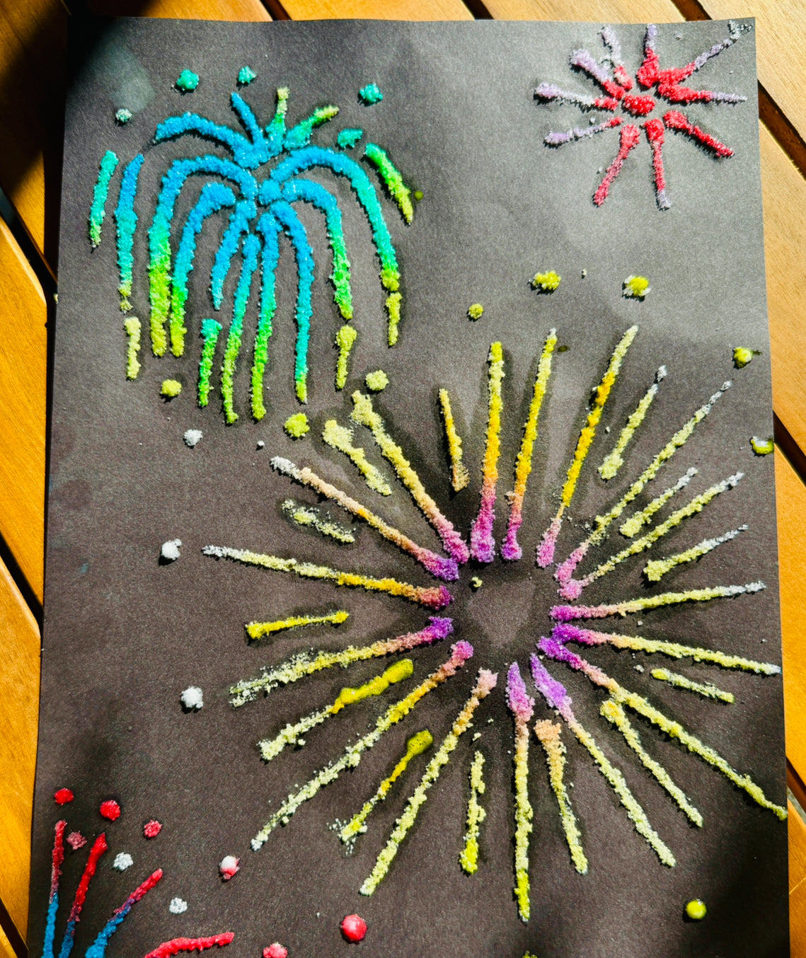 Fireworks Salt Painting for the 4th of July