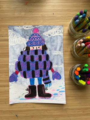 Scarf Selfie Winter Art Lesson!