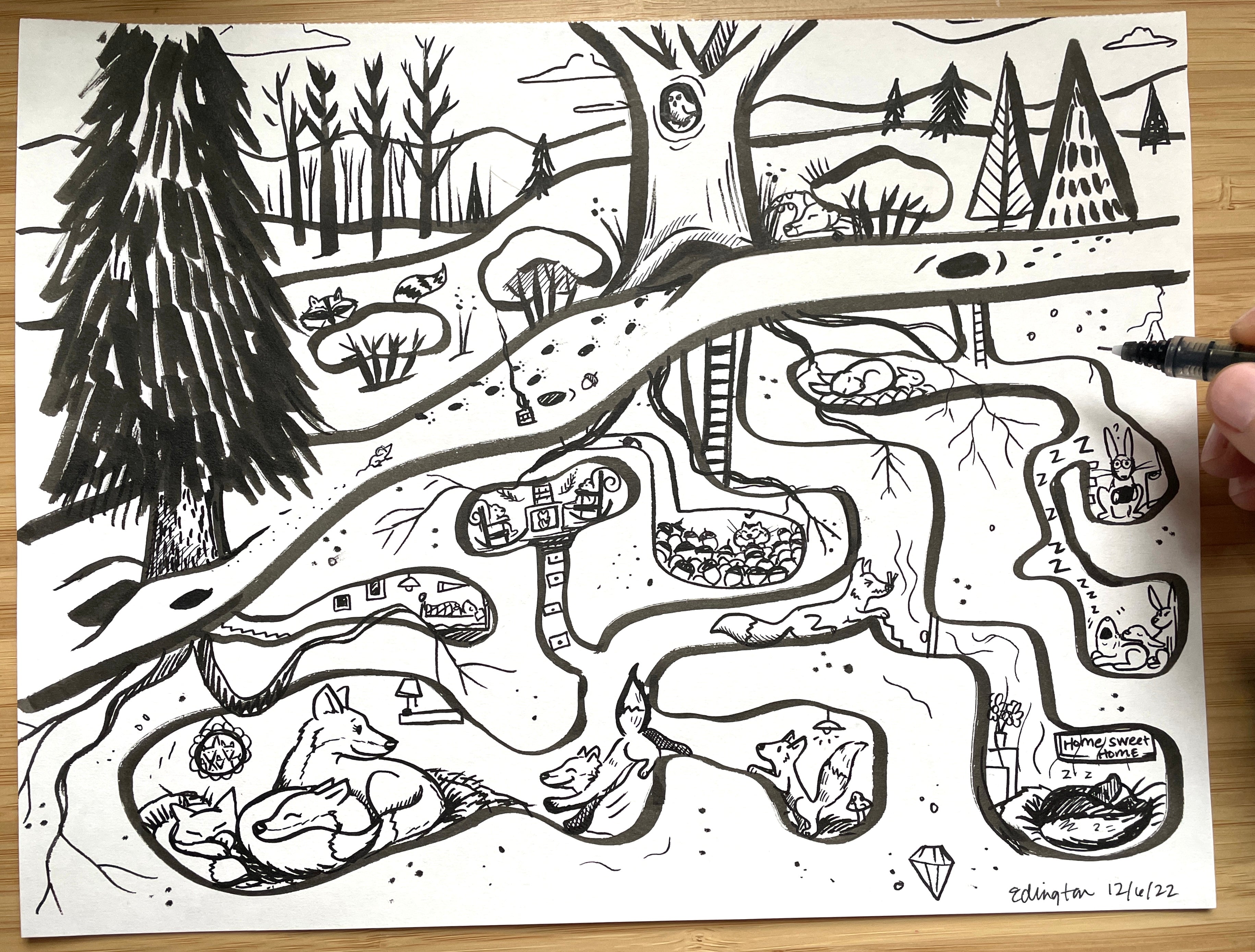 rabbit hole in the ground drawing