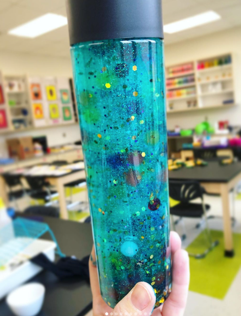 Sensory bottle art lesson for adapted art class 