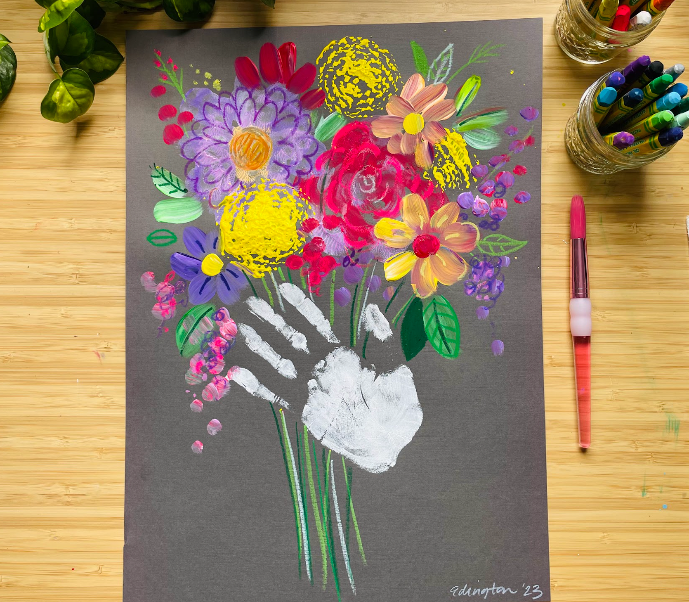 Easy Mother's Day Art Project for Kids: Printed Floral Bouquet