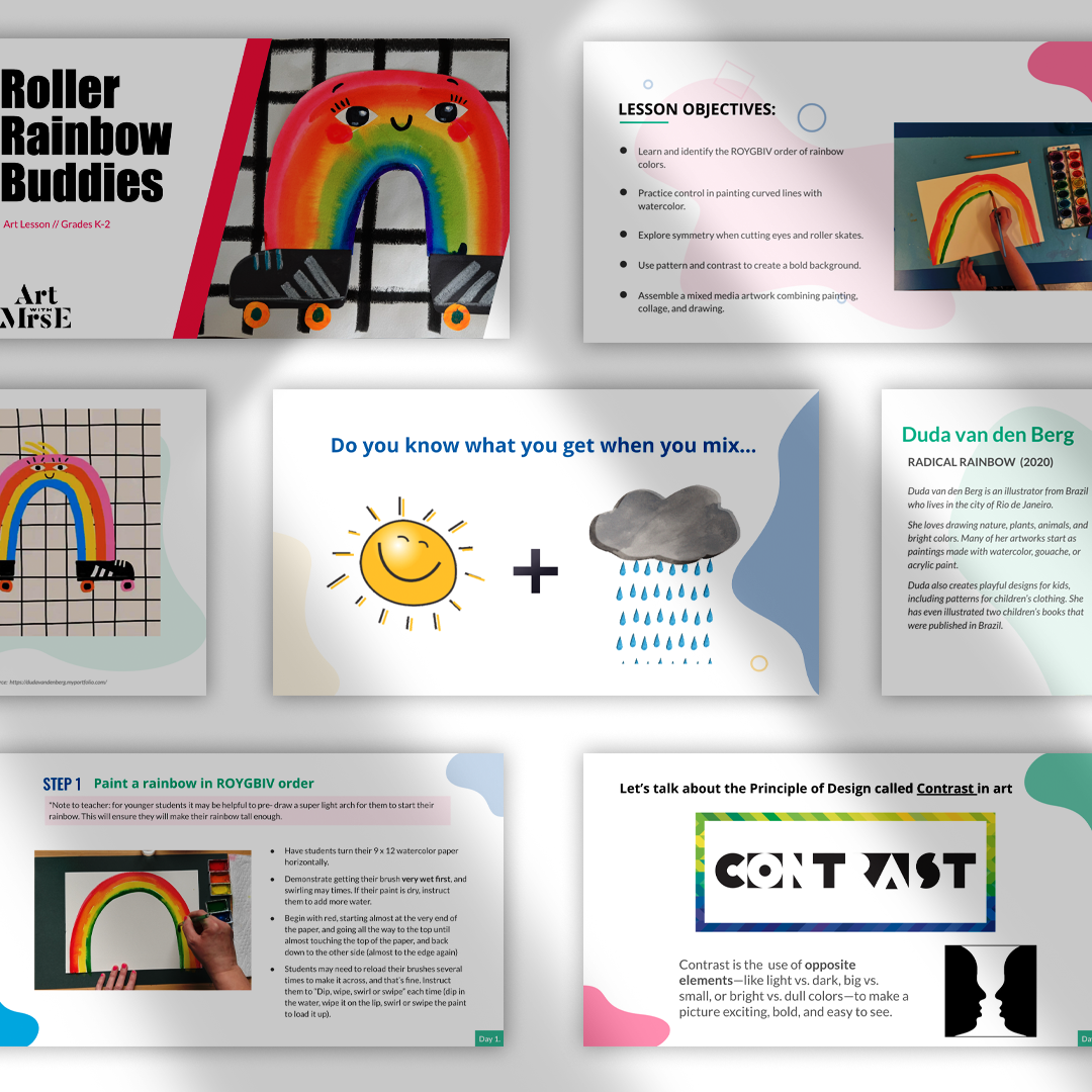 Roller Rainbow Buddy | ROYGBIV Art Lesson