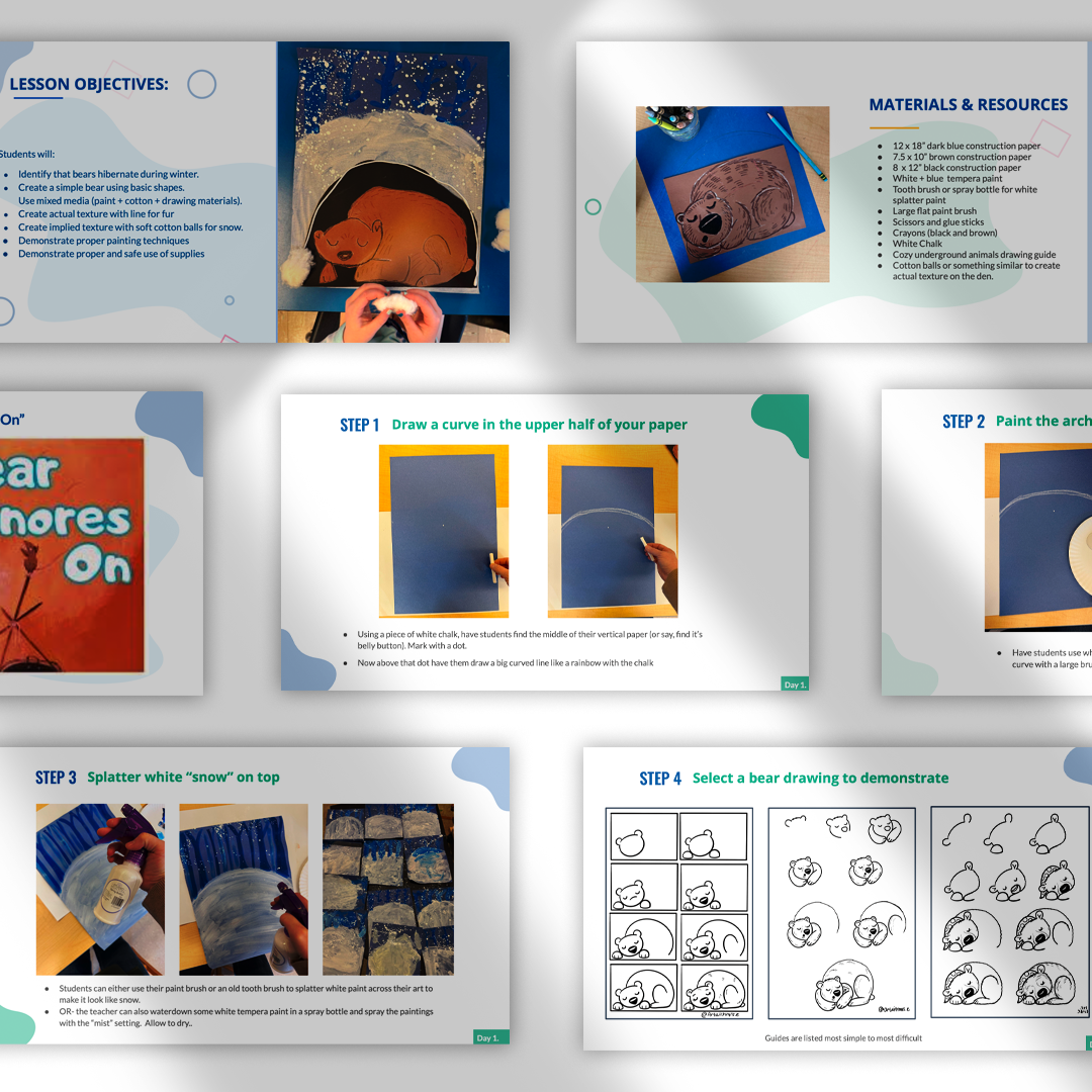 Hibernating Bear Art Lesson K-3