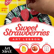Mixed Media Strawberries | Full Elementary Art Lesson K-2