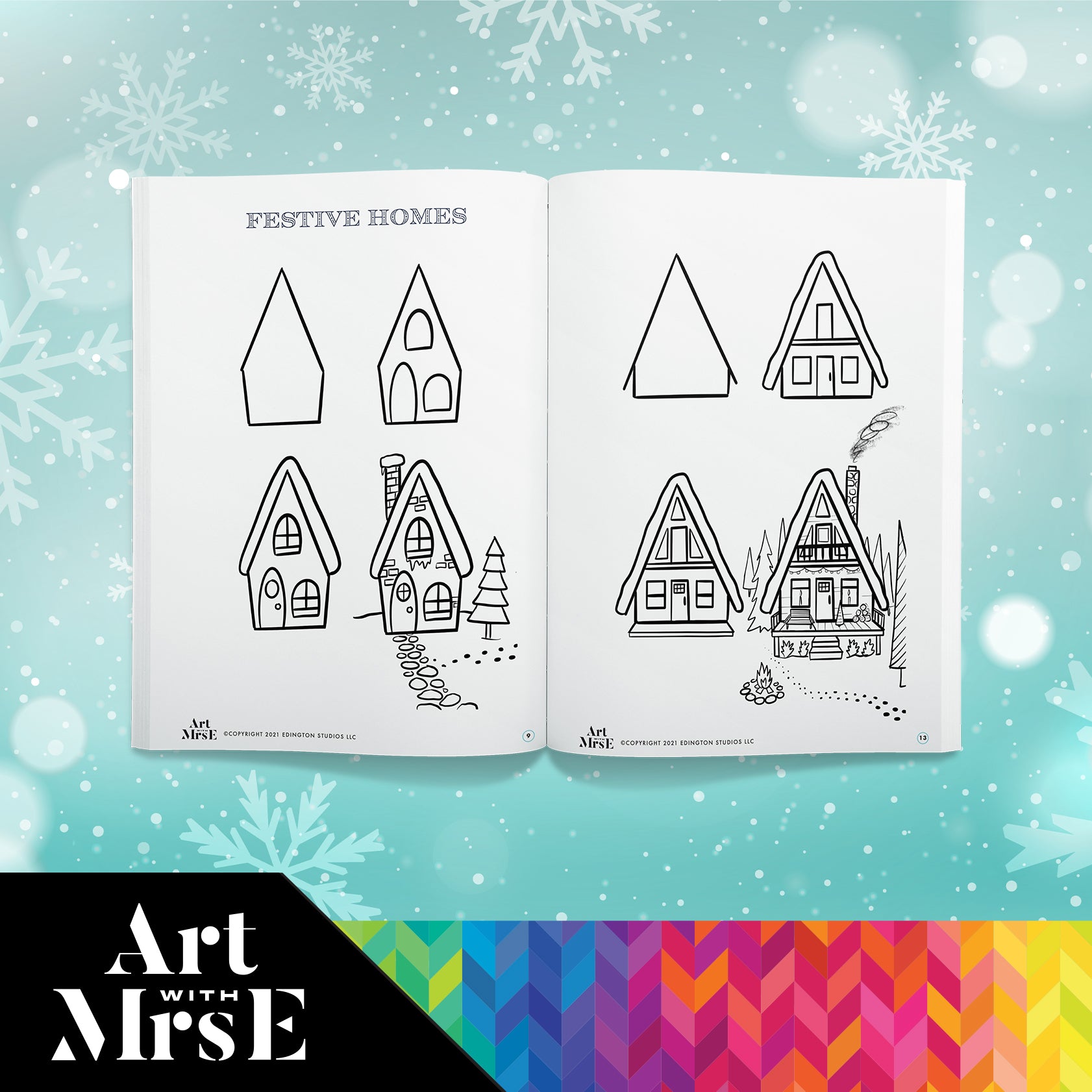 Winter Village Drawing Guide | Digital Download