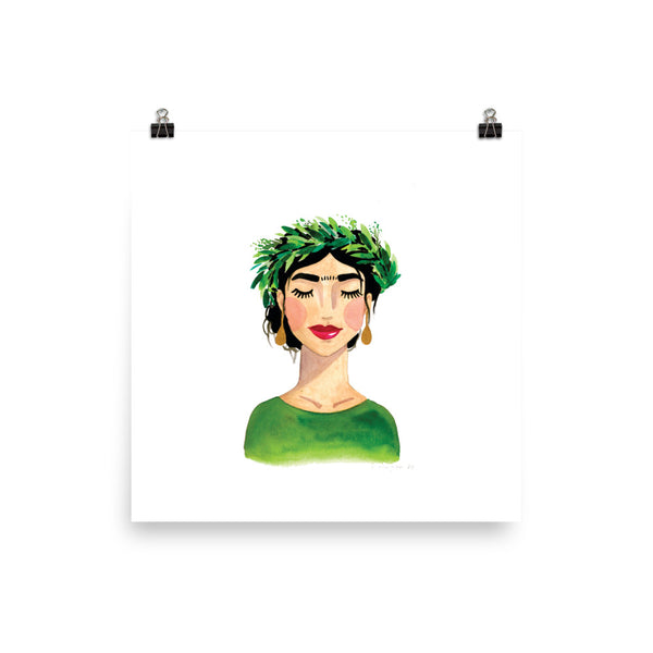Floral Frida (Green) Print