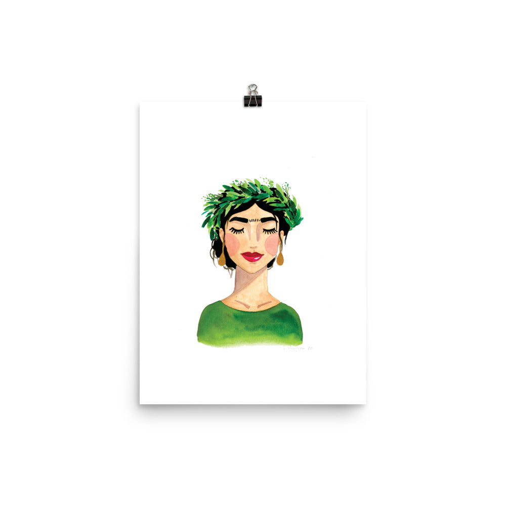 Floral Frida (Green) Print