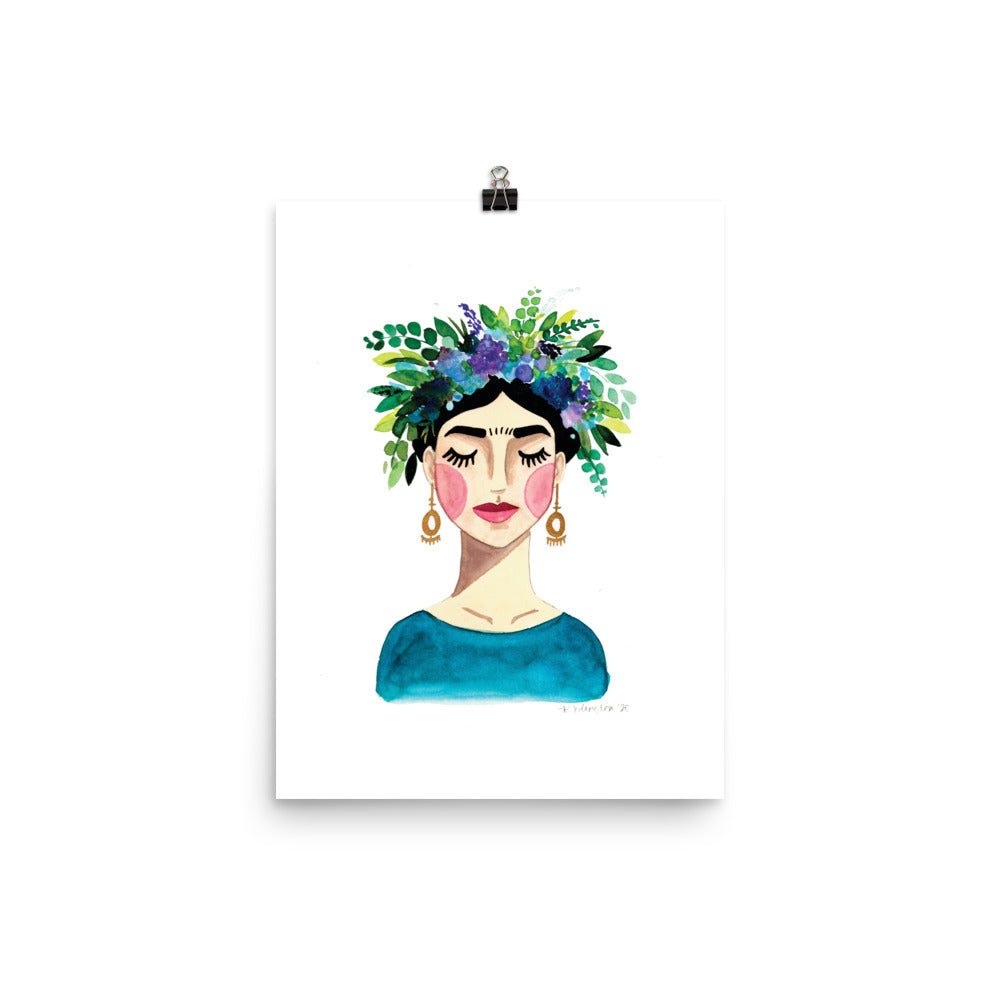 Floral Frida (Blue) Print