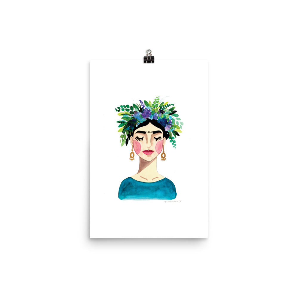 Floral Frida (Blue) Print