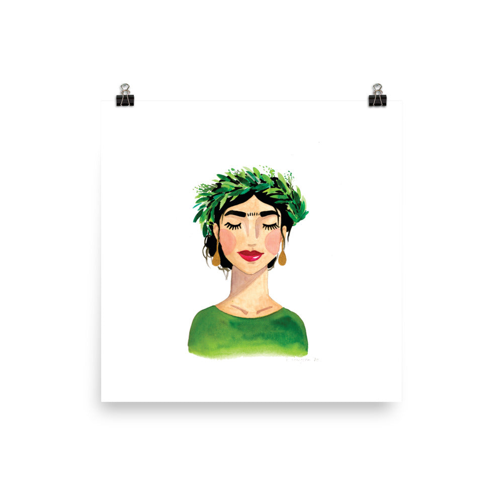 Floral Frida (Green) Print