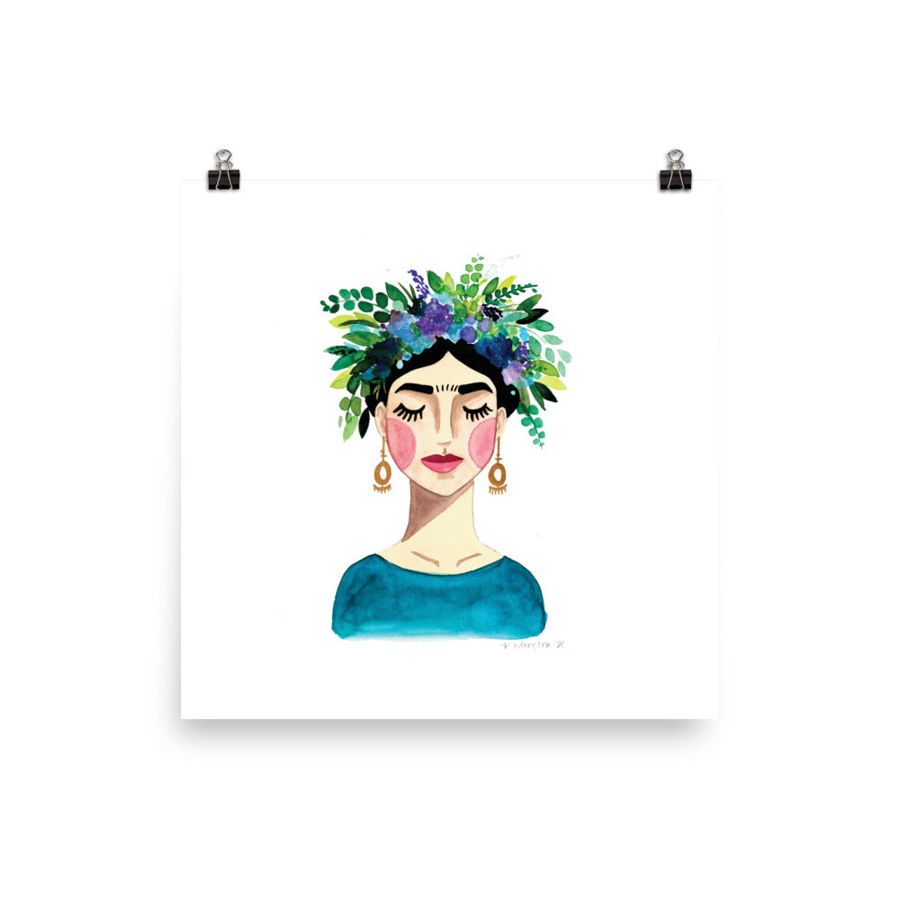 Floral Frida (Blue) Print