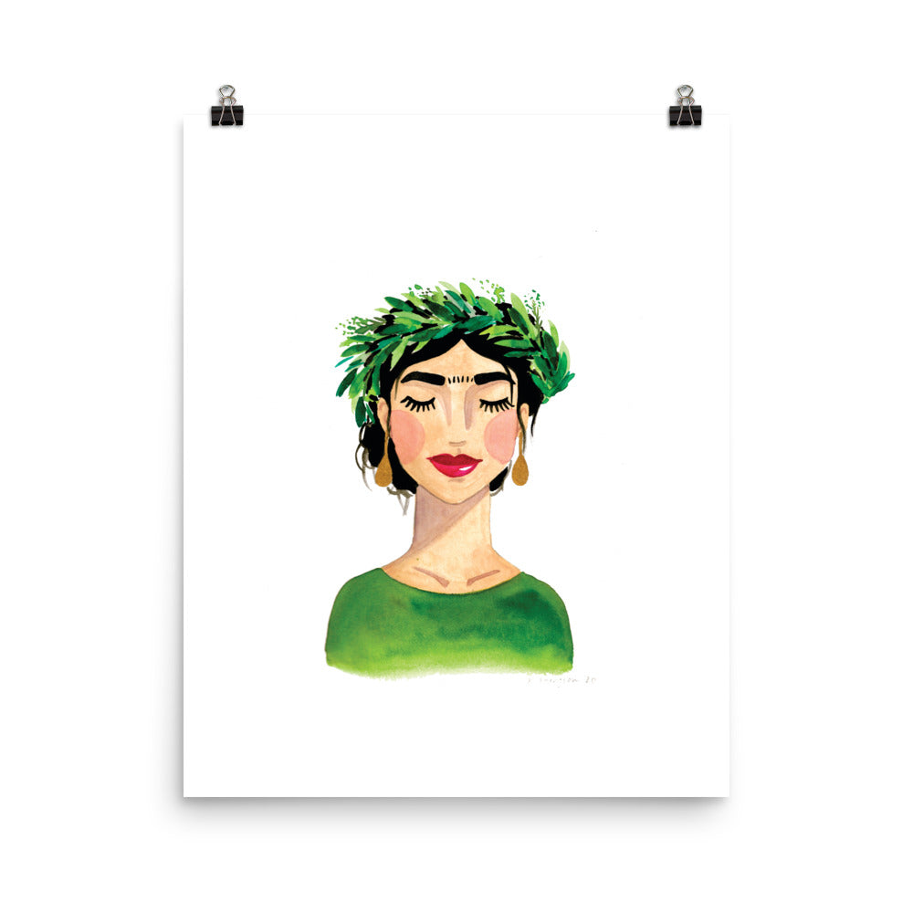 Floral Frida (Green) Print