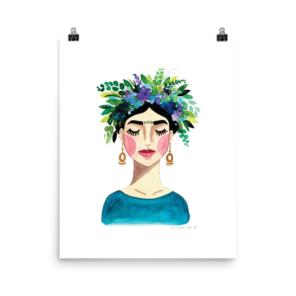 Floral Frida (Blue) Print
