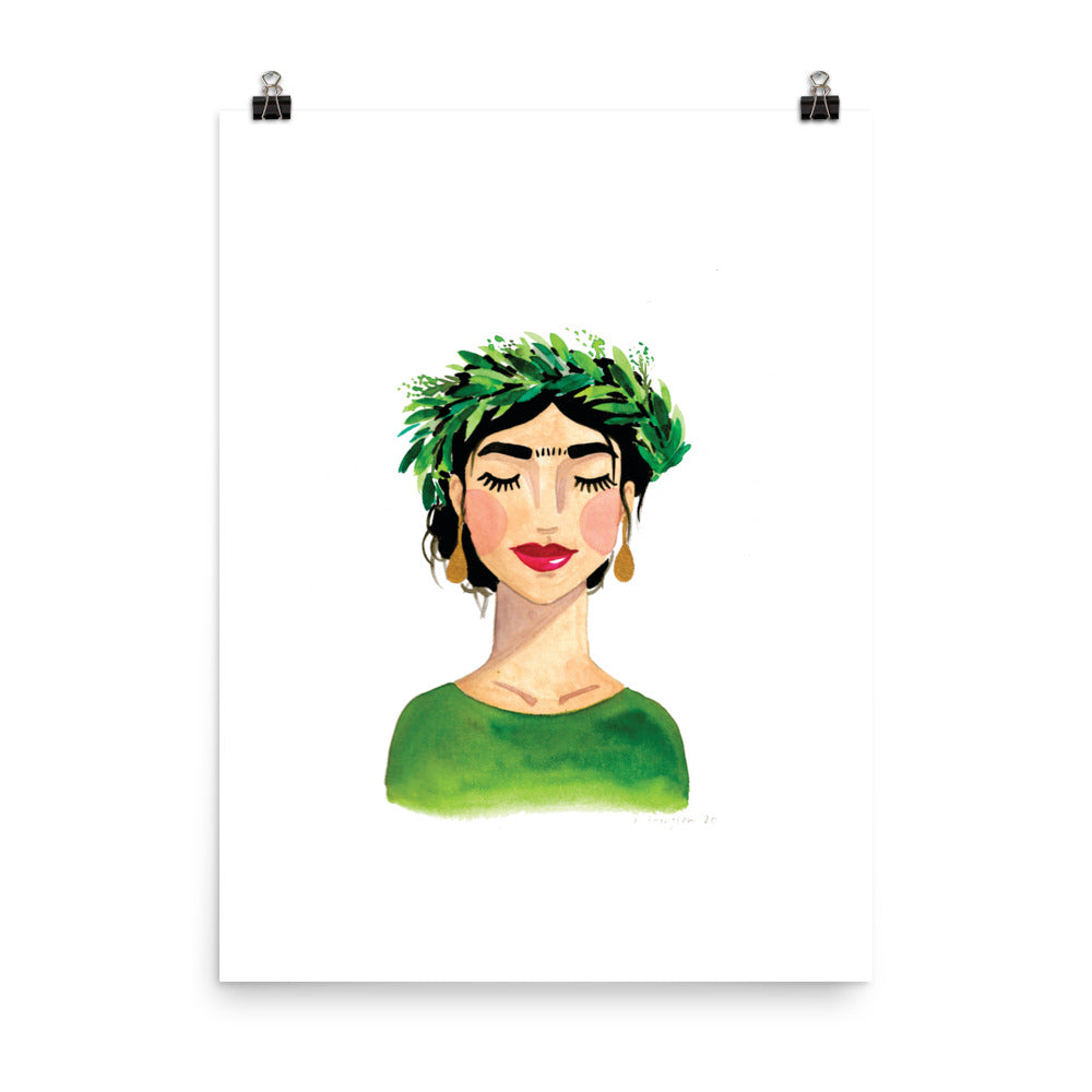 Floral Frida (Green) Print