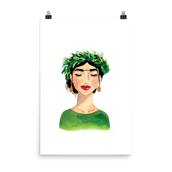 Floral Frida (Green) Print